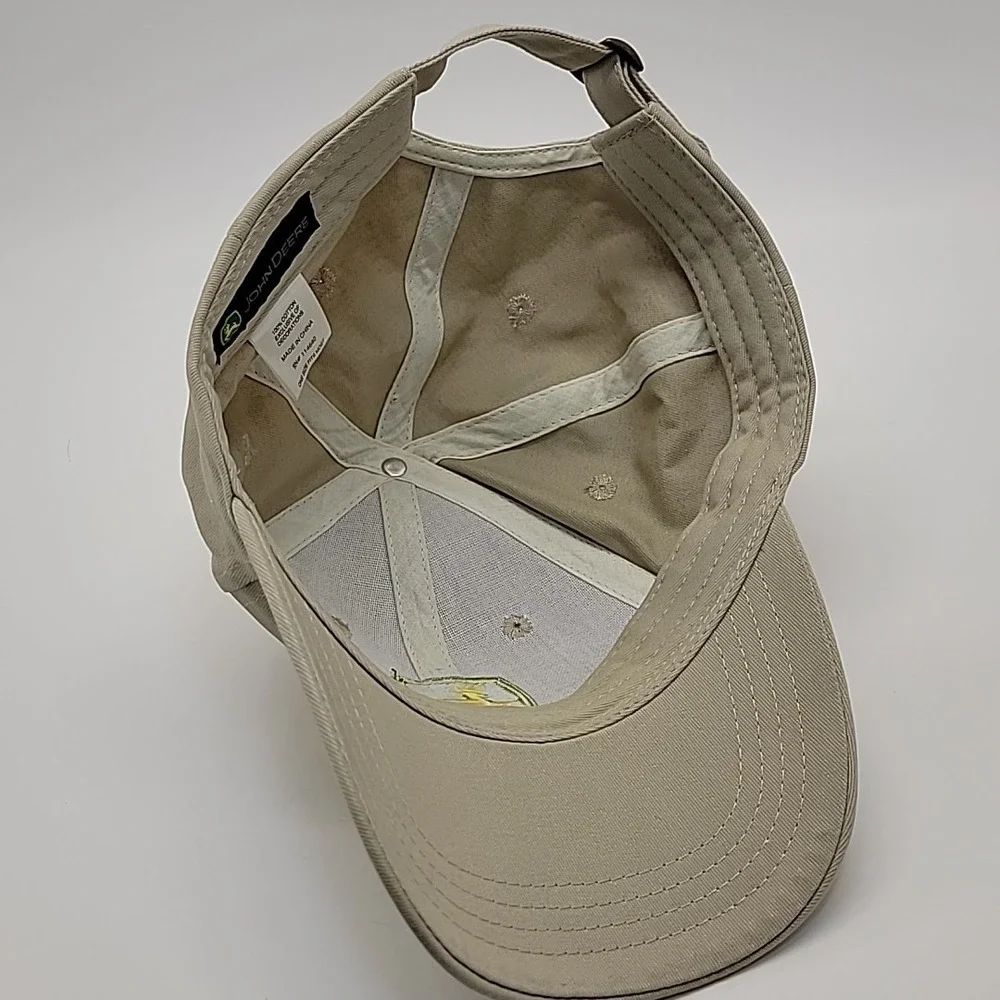 John Deere Classic Logo Hat Cap Adjustable Strap‎ Khaki Embroidered One Size